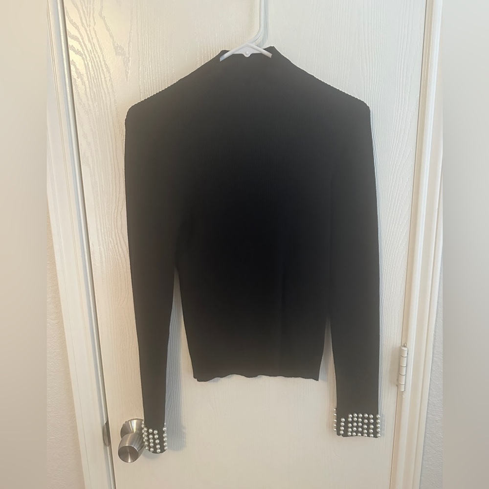 Vici pearl sleeved black sweater